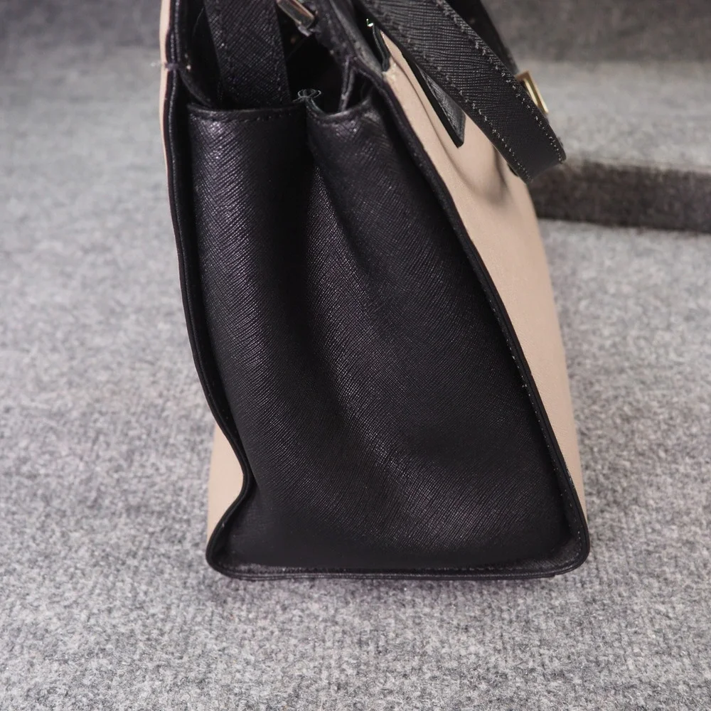 Kate Spade Satchel Tan Black Colorblock Saffiano Leather Crossbody Handbag